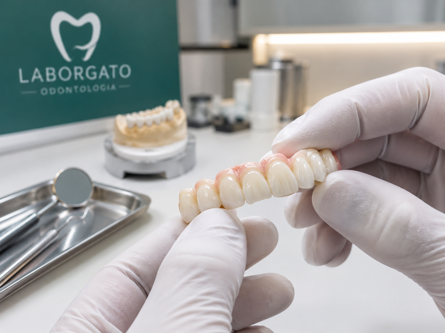 Prótese dentária confeccionada na Laborgato Odontologia